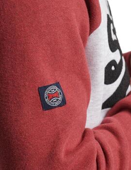 Sudadera Superdry manga ranglan gris con granate