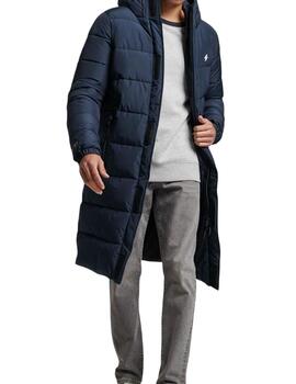 Abrigo largo Superdry azul marino para hombre