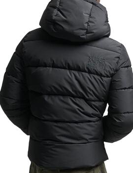 Plumífero Superdry negro con capucha para hombre