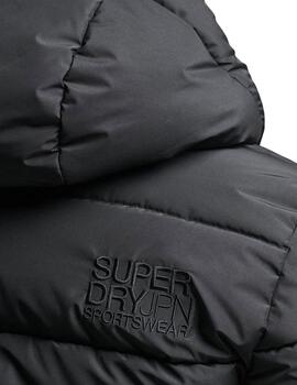 Plumífero Superdry negro con capucha para hombre