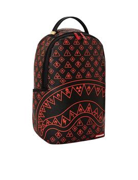 Mochila Sprayground negra con símbolos rojos