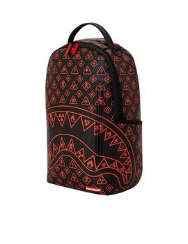 Mochila Sprayground negra con símbolos rojos