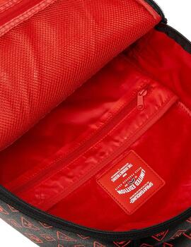 Mochila Sprayground negra con símbolos rojos