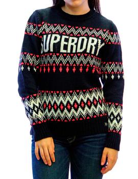 Jersey Superdry Chevron Knit azul marino de mujer