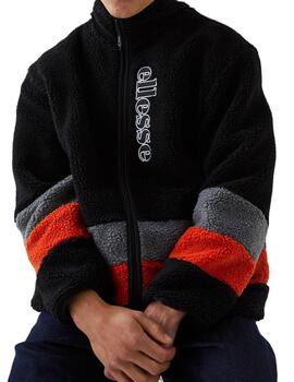 Cazadora de borrego Ellesse negra con naranja