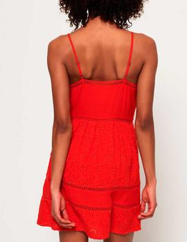 Vestido Superdry Lilah Schiffli rojo para mujer