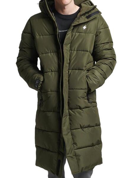 Abrigo largo Superdry verde de hombre