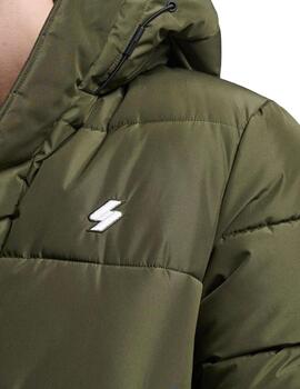 Abrigo largo Superdry verde militar para hombre