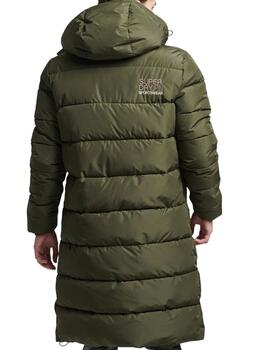 Abrigo largo Superdry verde militar para hombre