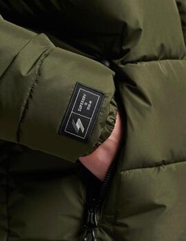 Abrigo largo Superdry verde militar para hombre