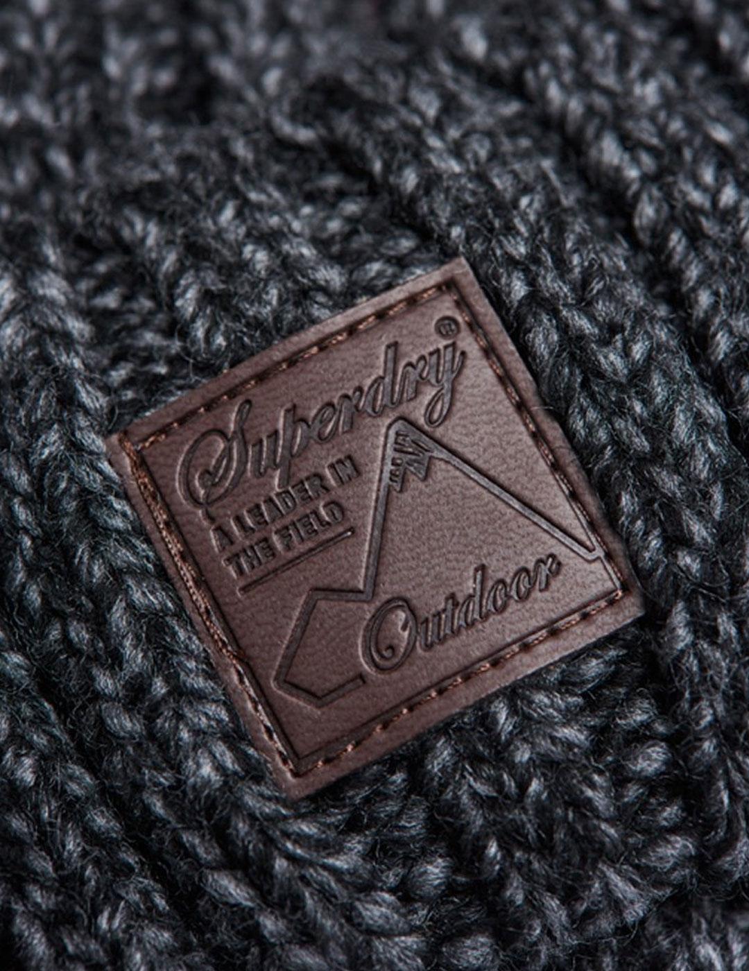 Gorro Superdry de lana con pompón gris oscuro