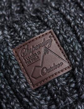 Gorro Superdry de lana con pompón gris oscuro