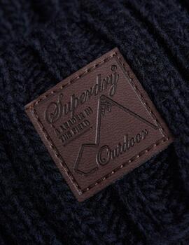 Gorro Superdry de lana con pompón azul marino
