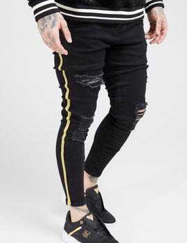 Vaquero Siksilk negro raya oro para hombre