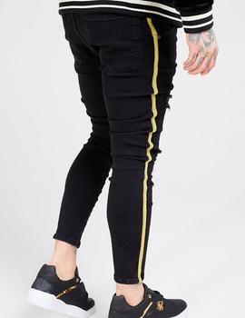 Vaquero Siksilk negro raya oro para hombre