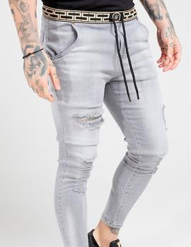 Vaquero Siksilk gris con goma en la cintura