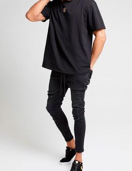 Vaquero Siksilk negro cintura elástica para hombre