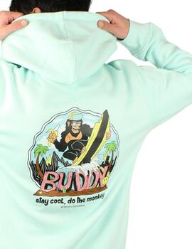 Sudadera Buddy Monkey turquesa para hombre