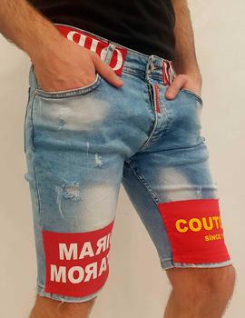 Pantalón corto Mario Morato parches rojos hombre