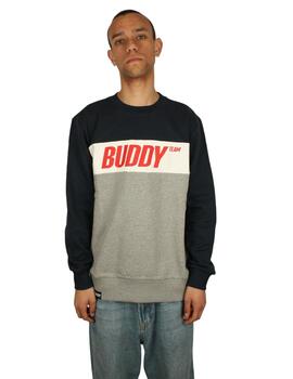 Sudadera Buddy Riscas marino, blanco y gris