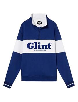 Sudadera Glint azul marino y blanca con cremallera