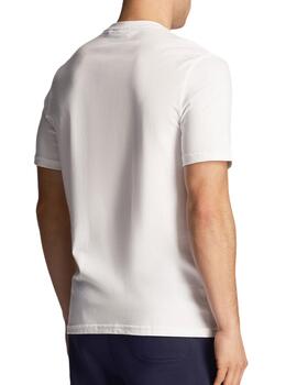 Camiseta Lyle Scott blanca con bolsillo verde