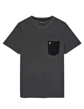 Camiseta Lyle Scott gris con bolsillo negro para hombre