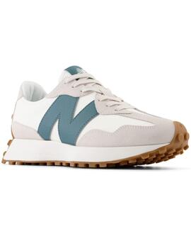 Zapatillas New Balance 327 blancas con la N verde