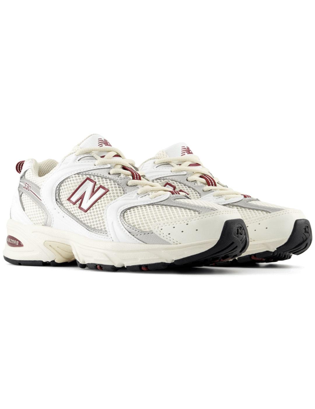 Zapatillas New Balance 530 blancas con la N granate