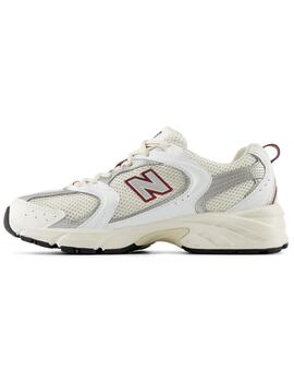 Zapatillas New Balance 530 blacas con la N granate