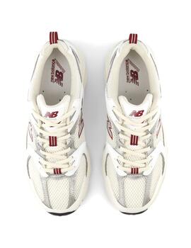 Zapatillas New Balance 530 blancas con la N granate