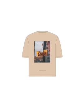 Camiseta oversized Caterpillar Crane beige
