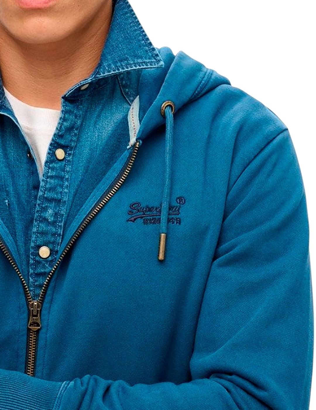 Chaqueta Superdry azul tinta con cremallera