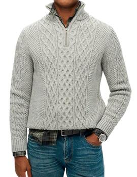 Jersey Superdry gris cuello cremallera