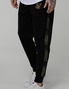 Pantalón chándal Siksilk negro franjas oro hombre