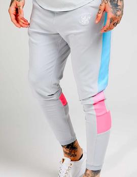 Pantalón chándal Siksilk gris franja rosa hombre