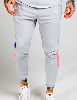 Pantalón chándal Siksilk gris franja rosa hombre