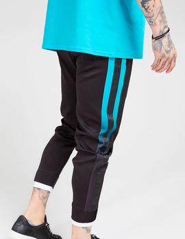 Pantalón chándal Siksilk negro franjas turquesa