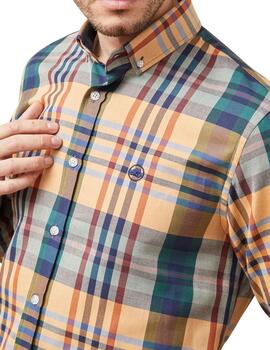 Camisa Altona Dock cuadros grandes mostaza