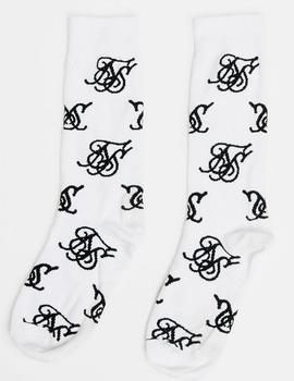 Calcetines Siksilk blancos estampados logo negro