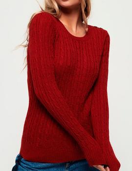 Jersey Superdry Croyde Cable rojo para mujer