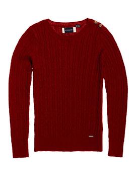 Jersey Superdry Croyde Cable rojo para mujer