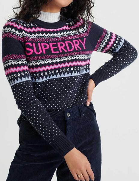 Barbero Ajuste sed Jersey Oslo Fairisle estampado para mujer