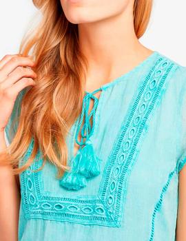 Vestido Khujo azul turquesa para mujer