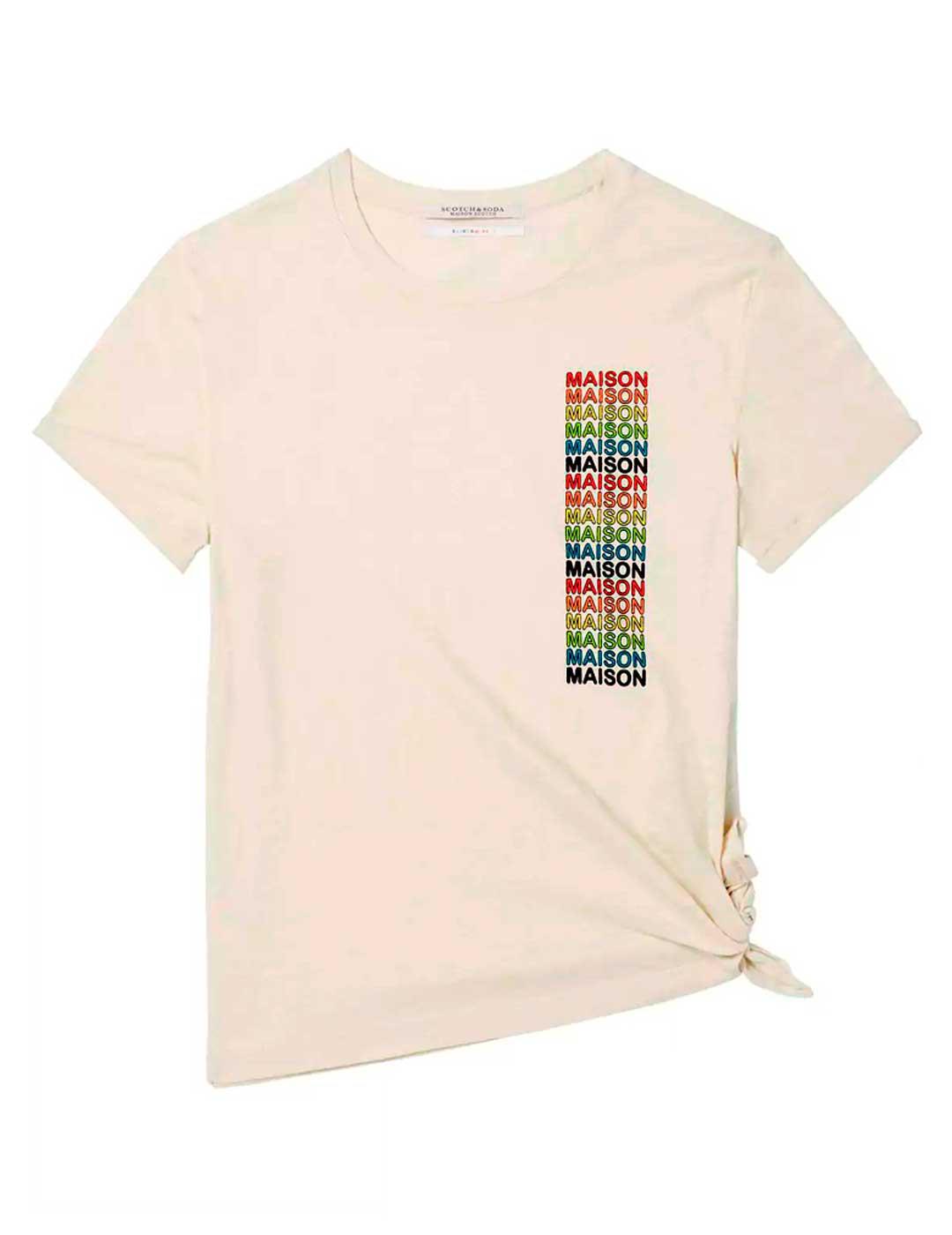 Camiseta Logos Maison Scotch estampada para mujer