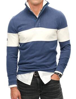 Sudadera Superdry azul a rayas con cremallera