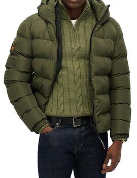 Plumífero Superdry verde khaki para hombre
