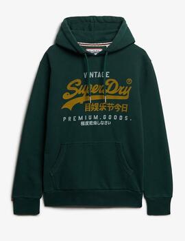 Sudadera clásica Superdry con capucha Vl Duo verde botella