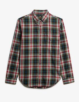 Camisa de franela Superdry verde a cuadros