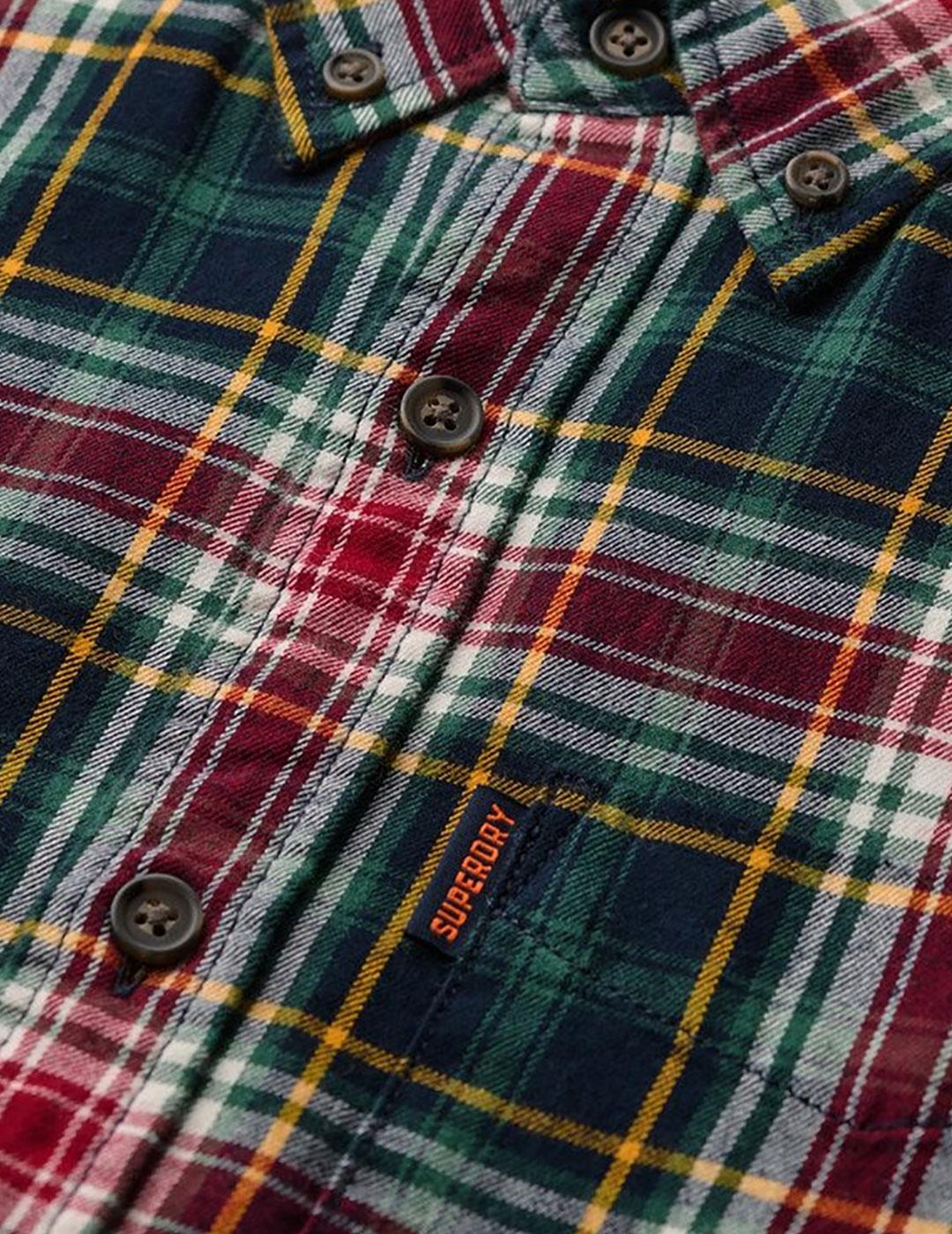 Camisa de franela Superdry verde a cuadros